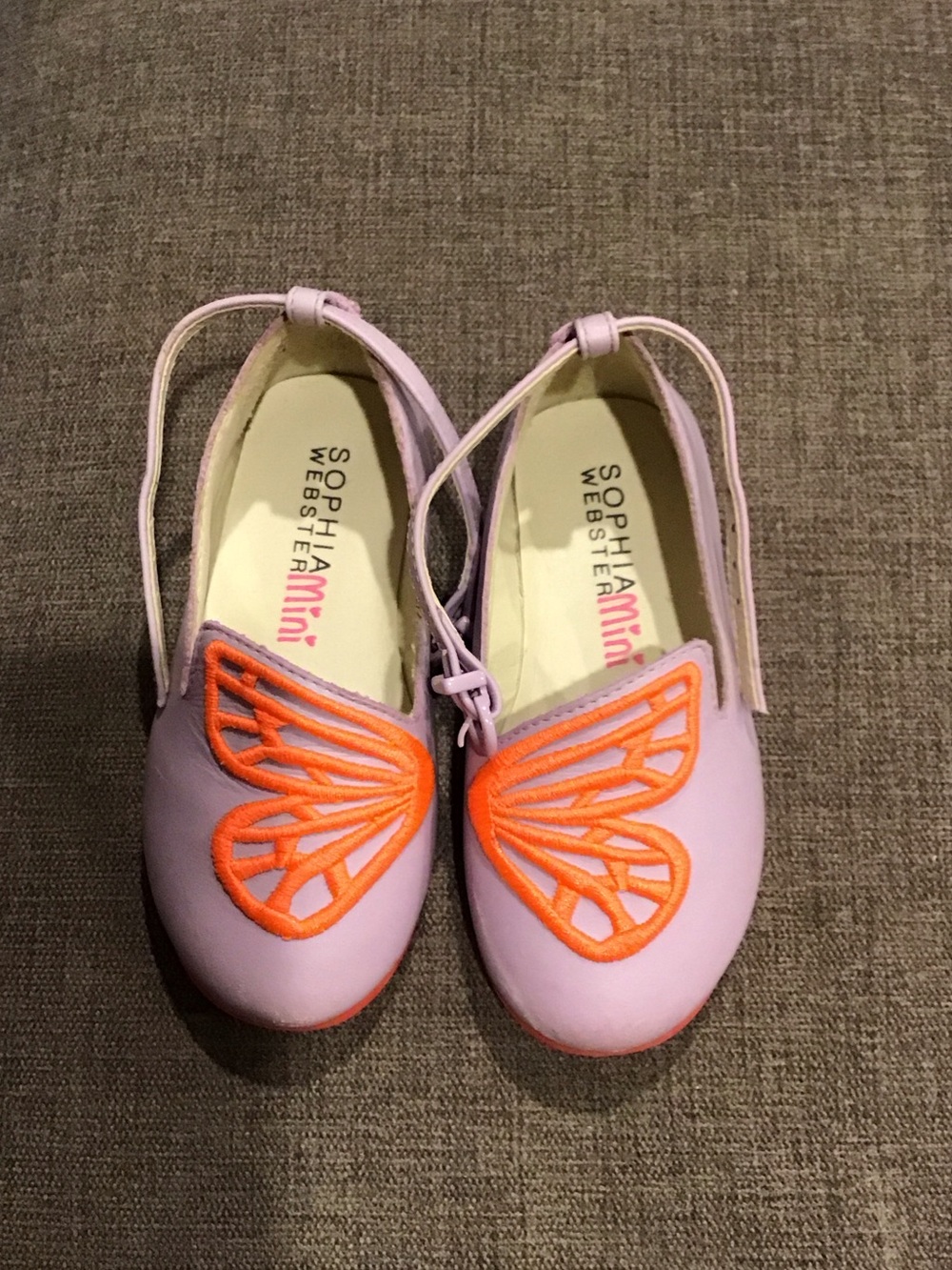 Sophia Webster Lilac Girls' Slip-On Shoes with Orange Butterfly Wings
